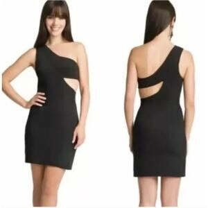 Black Halo Kylie One Shoulder Cutout Mini Sheath Cocktail Dress Size 8 M Medium